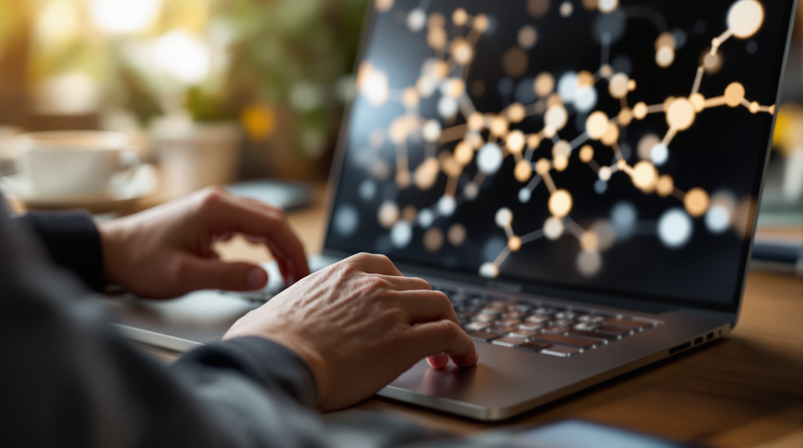Close-up: an automated workflow being set up on a laptop