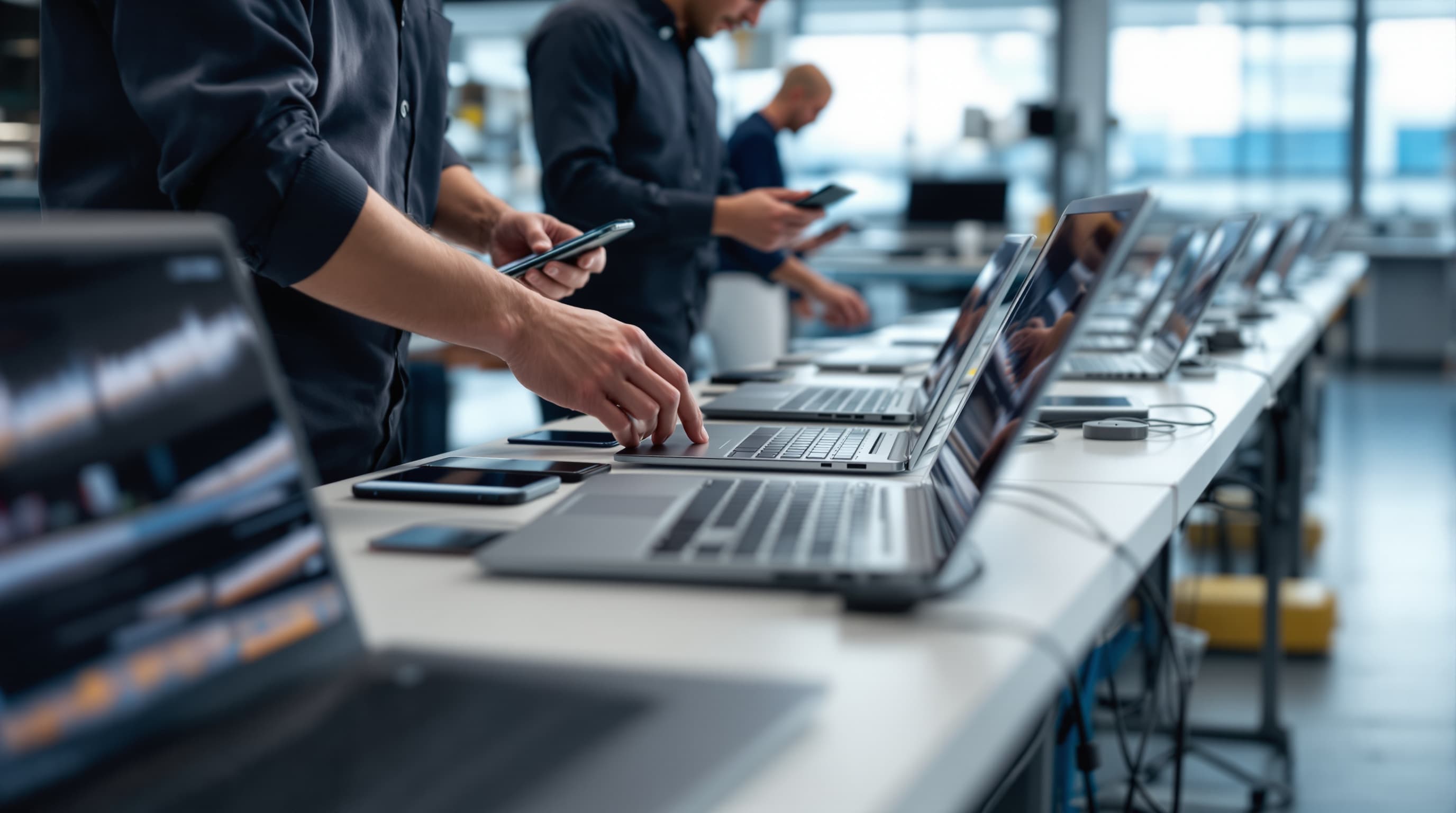 New notebooks and smartphones being prepared centrally for rollout