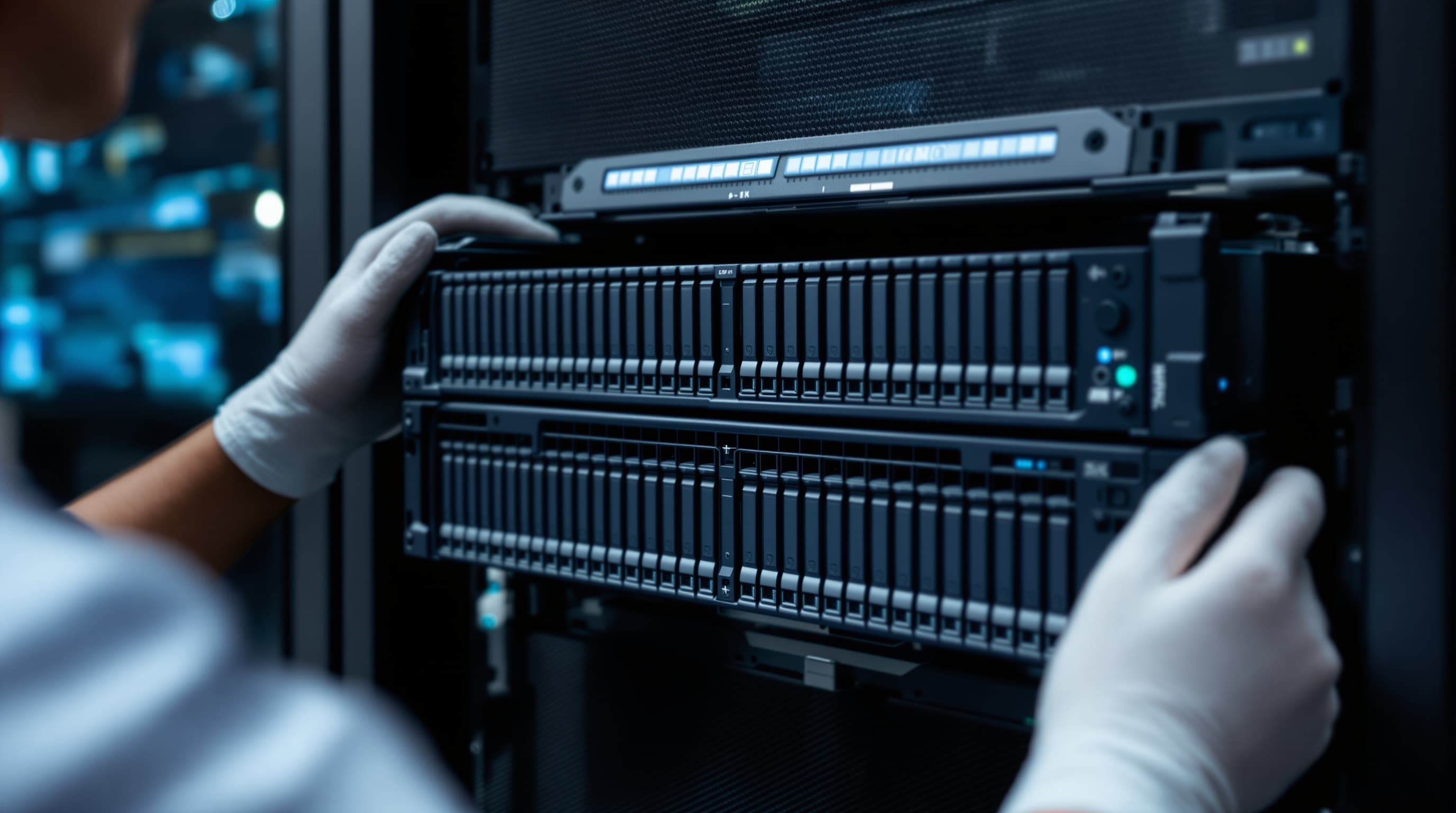 Kompakte Appliance wird in das Rack eingeschoben