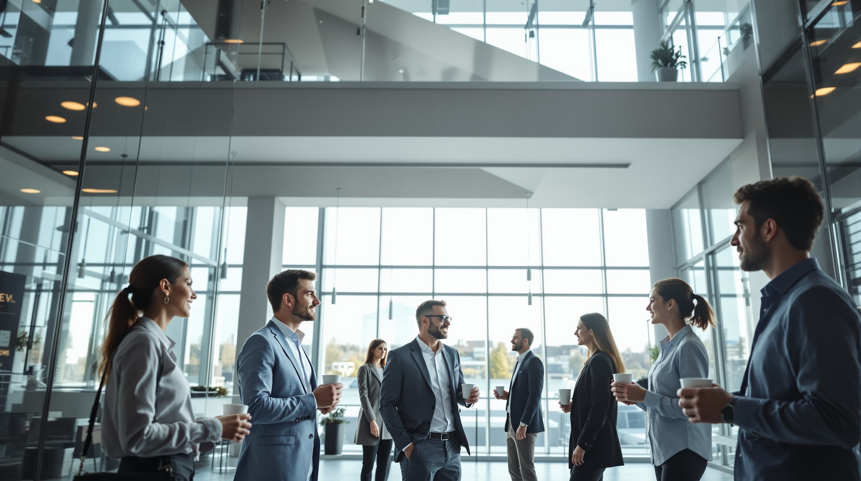 Fachleute im Austausch im Atrium: das Partnernetzwerk der NMS